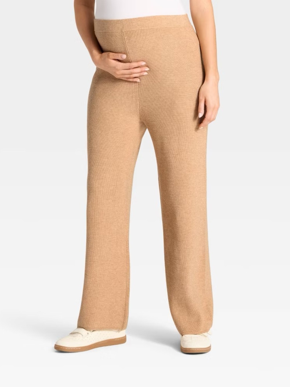 Isabel Maternity by Ingrid & Isabel Knit Straight-Leg Maternity Pants - Camel